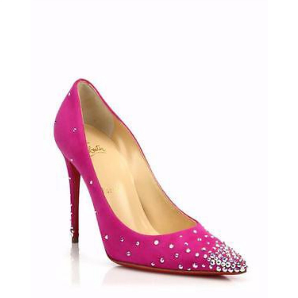 Christian Louboutin Rose Degrastrass Suede Pumps - Picture 1 of 5